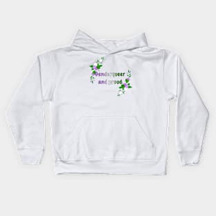 Genderqueer and proud floral design Kids Hoodie